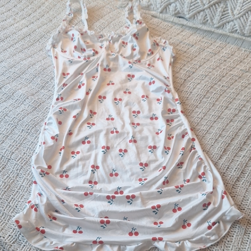 Cherry Print White Slip Dress - Picture 2 of 9